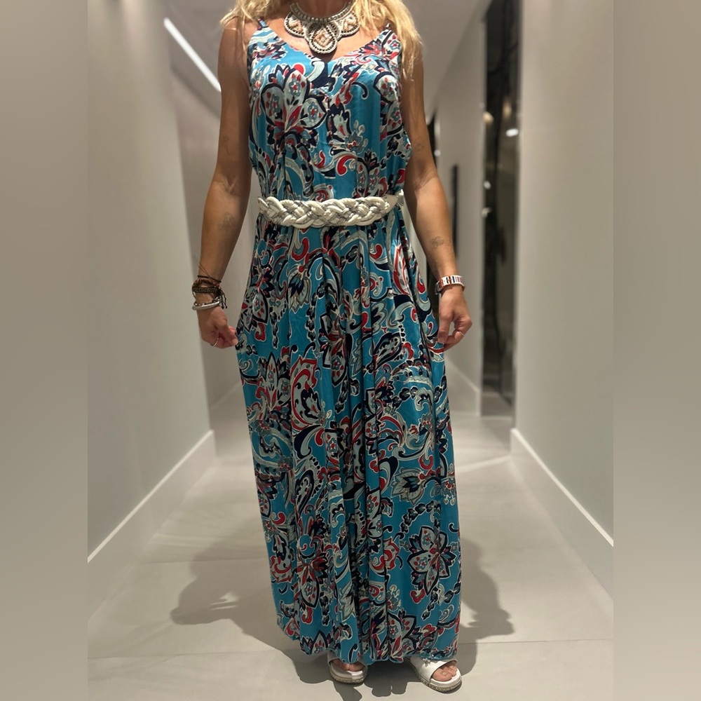 Blanco de Ibiza by Isabel Tavares Elegant Blue Paisley Maxi jumpsuit